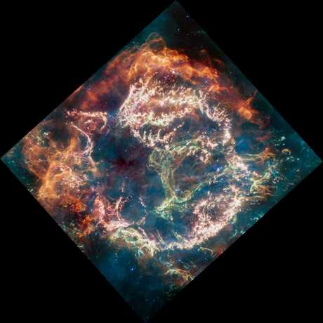 An image of the Cassiopeia A supernova remnant.