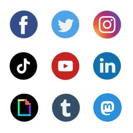 A grid of 9 social media icons