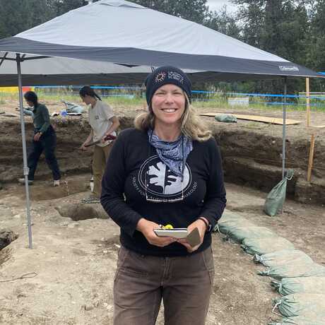 Academy Anthropology Curator Shannon Tushingham at an archaeological dig site