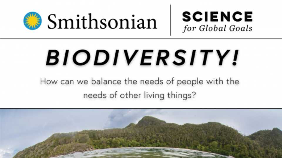 Smithsonian biodiversity curriculum cover, with a view of a shallow coral reef