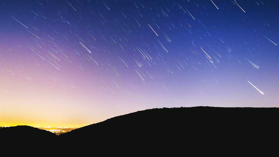 Time-lapse photo of meteor shower